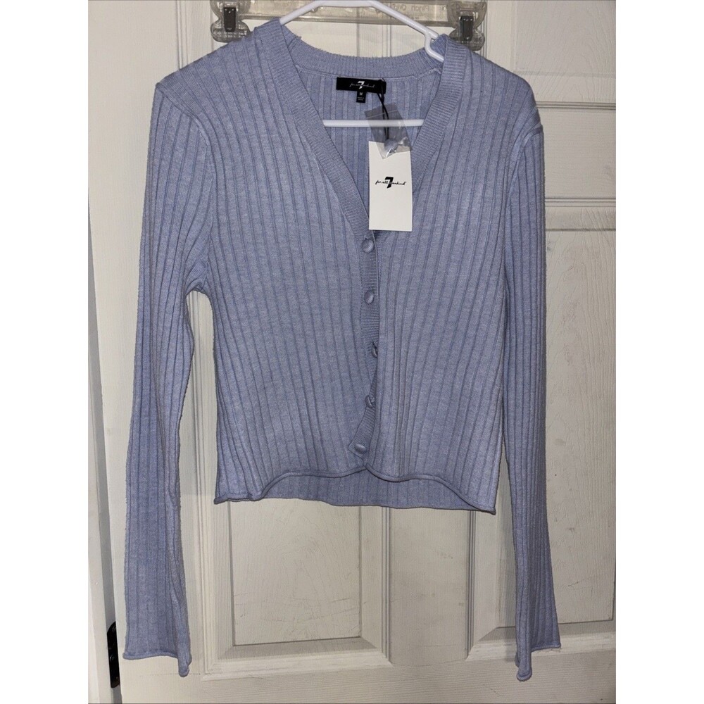 7 For All Mankind Classic Fitted Cardigan Women's Blue Medium